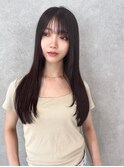 サラツヤロングベージュカラーブリーチしない透明感カラー
