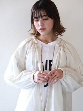 カナン(CANAAN) 透明感カラー切りっぱなしボブ/オリーブベージュ/デザインカラー