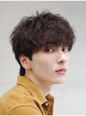 渋谷ルーズパーマメンズカットラウンドマッシュ30代ビジネスヘア