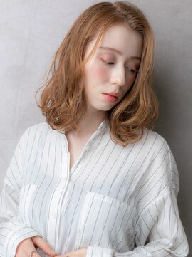 カバーヘア ブリス 大宮西口(COVER HAIR bliss) ヘーゼルブラウンウェーブパーマかきあげボブディX大宮20代30代