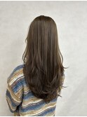 ロングレイヤー×オリーブベージュ