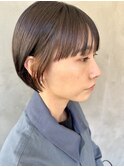 ショートボブ/ワイドバング/ブリーチなしイヤリングカラー