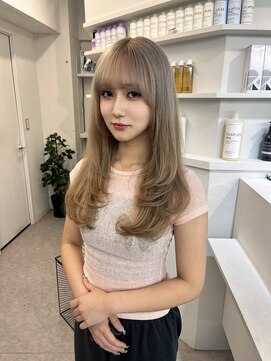 ペレ 渋谷(PELE) デザインカラー/レイヤーカット/ウェットヘア/オリーブベージュ