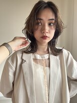 小顔前髪顔まわりレイヤー×グレージュカラー デザインカラー