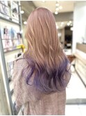 ブリーチ　グラデーションカラー　ベージュとラベンダー