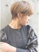 【似合わせ】小顔ショート/フェザーショート/くすみベージュ