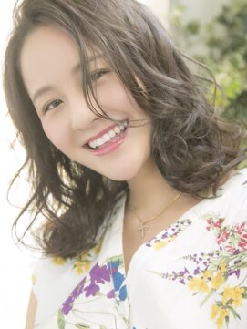 ロンド ルージュ 銀座店(Lond rouge) ウェーブミディアムメルティカラーxレイヤーカット韓国　銀座