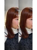 ミディアム×ブリーチなしオレンジカラー