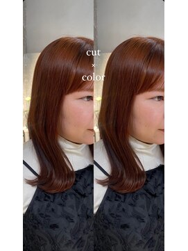 ヘアラウンジ アンリオ(hair lounge an rio) ミディアム×ブリーチなしオレンジカラー