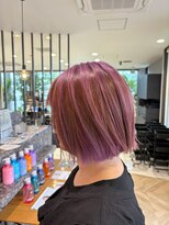 アース 南福島店(HAIR&MAKE EARTH) ピンクパープル アンブレラカラー×イヤリングカラーブリーチ