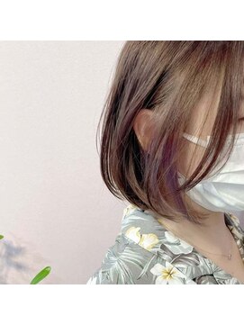 ノチカ(nochika) パープルガーネットイヤリングカラー×ボブ