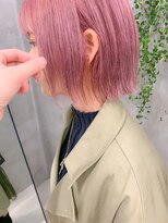 テトヘアー(teto hair) 外はねボブ、ペールピンク、ピンクベージュ、ブリーチ2回
