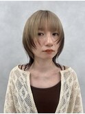 デザインカラー/ハイトーン/ウルフ/ショートウルフ/ベージュ