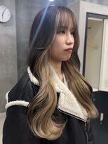 テトヘアー(teto hair)&nbsp;シースルーバングくびれロングインナーミルクティー