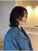 ボブパーマ　ゆるパーマ　黒髪ボブ　レイヤーボブ