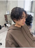 センターパートウルフ×サーフカール