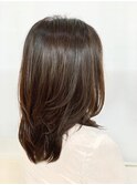 20代30代/ミディアムレイヤー/ 大人レイヤ/ココアブラウン