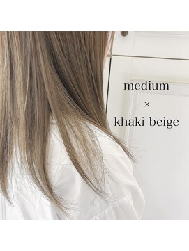 ネオリーブカフ 鶴ヶ峰店(Neolive caff) まろやかカーキベージュ　ハイライト