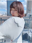 イメチェンフェミニン小顔カットアッシュブラウンボブ
