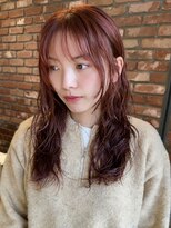 ボコカ(bococa)&nbsp;ピンクオレンジとパーマとレイヤーカットと耳掛け