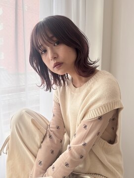 サンクチュアリ ウィズエデン 京橋店(Sanctuary with eden) ボルドーブラウンカラー×くびれボブヘア