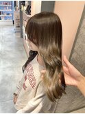小顔カット×オリーブベージュ