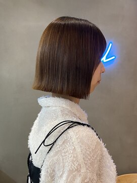 ロンドアジュール 横浜(Lond azur) ブリーチなしチェリーブラウン髪質改善前髪/横浜 ブリーチなし