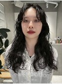 天神大名顔周りレイヤーカットミディアムボブタッセルボブパーマ