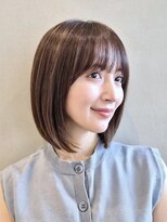 ソワネ 表参道(soigne)&nbsp;表参道酸性ストレートミディアムレイヤーアッシュグレー40代