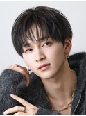 メンズショートシースルーコンマラウンドマッシュ