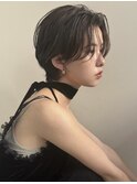 大人抜け感毛流れショート☆センターパート/後れ毛/パーマ