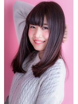 ヘアーアートシフォン 池袋西口店(Hair art chiffon) 小顔センターパートの重め黒髪くせ毛風無造作ウェーブ