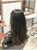 根元ストレートでボリュームダウンからの大人ウェーブ