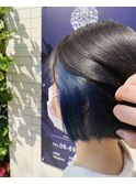 【ボブ】【インナーカラー】【ブルー】20代30代40代50代