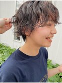 マッシュショートパーマ オレンジブラウン