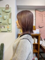 アンドチル 渋谷(AND CHILL)&nbsp;ピンクブラウン/ミディアムボブ/サイドバング