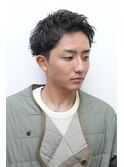 メンズカットアップバングスパイキーショートブルーブラック0302