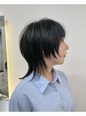 ウルフカットレイヤーカットウルフパーマショート黒髪