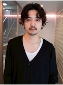 men's/メンズ/フェザーパーマ/ニュアンス/ブルーブラック/黒染め
