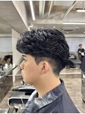 センターパートリバースパーマ
