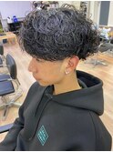 波巻きスパイラルツイストスパイラルパーマセンターパートメンズ