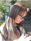 ミルクティーカラーダブルカラーグレージュケアブリーチブリーチ