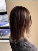 黒髪ボブルフネビージュ小顔ワンレンスペインカール
