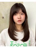 ミディアムレイヤー/くびれヘア/アプリコットオレンジ/20代/30代