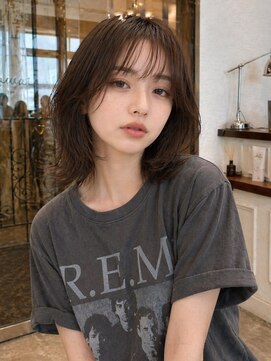 ルチア ヘア ステラ 京都店(Lucia hair stella) ミディアムレイヤー顔周りレイヤーブラウン韓国ヘア京都河原町