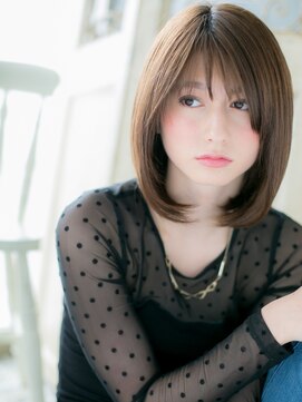 モッズ ヘア 福岡姪浜店(mod's hair) *mod's姪浜*…透け感グレージュ前下がりワンカールロブヘアe