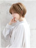 大人可愛い/丸みショートボブ/ベージュカラー/20代30代40代iba03