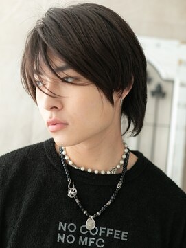 モッズヘア メン 上尾東口店(mod's hair men) 長めの斜めバングがポイント！セクシー黒髪ボブウルフB上尾