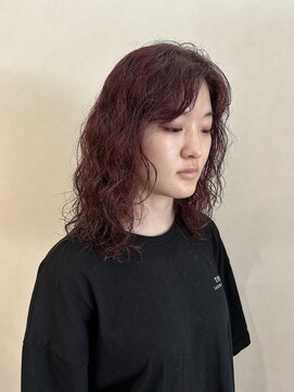 メル ヨコハマ(MeL) パーマスタイリング◎深みチェリーレッド☆