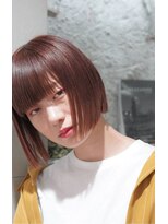 ヘアーラウンジ エゴ(Hair Lounge EGO) ストレートボブ　鮮やかワインレッドカラー　武蔵新城